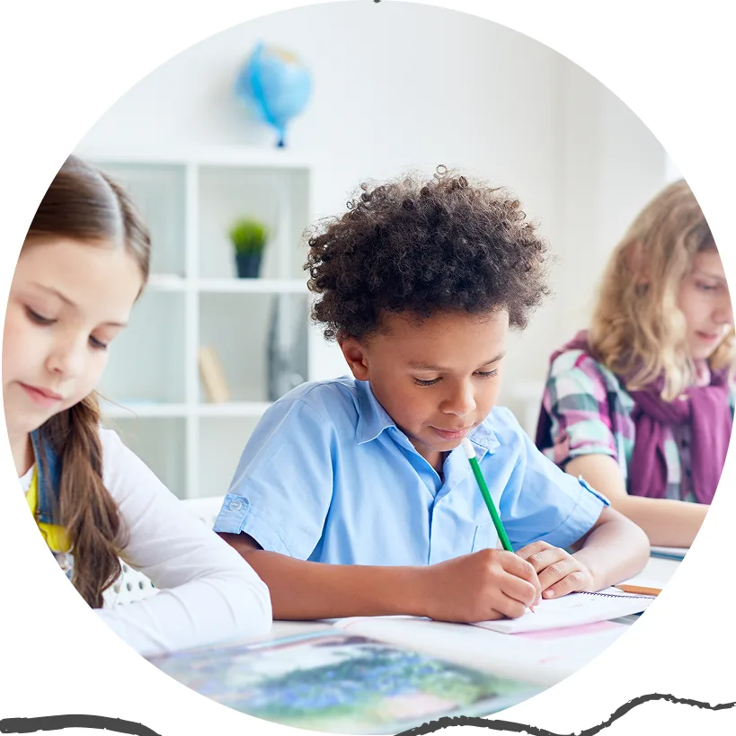 A tutor helping a young learner with schoolwork.